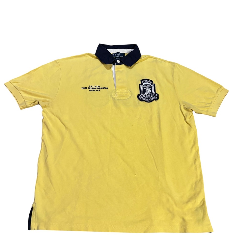 Polo Ralph‎ Lauren Mens Yellow Third Cruiser Squadron Rugby Polo Shirt Size L - Picture 2 of 8